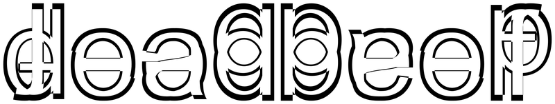Ambigram for deadbeef in Arial